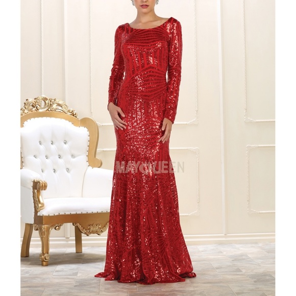 Long sleeve formal gown. Evening pageant dress - Picture 4 of 6